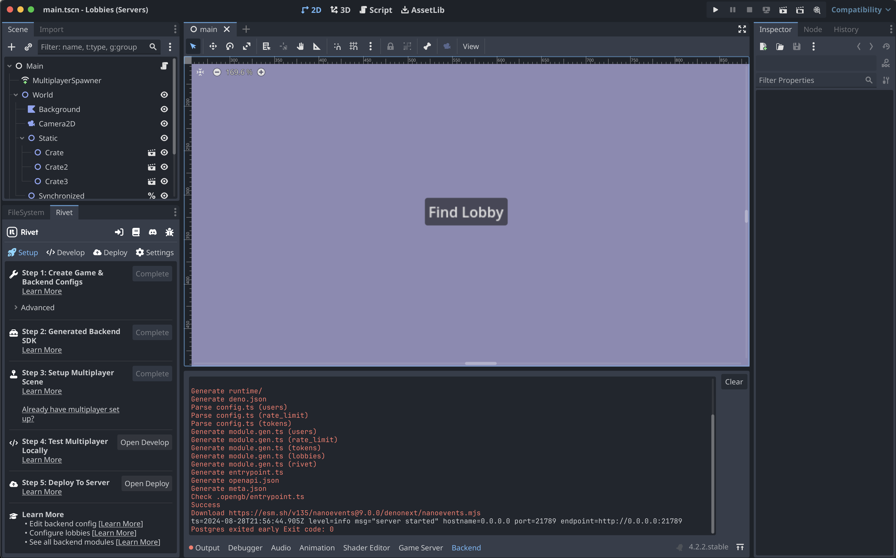 A view of the Godot window